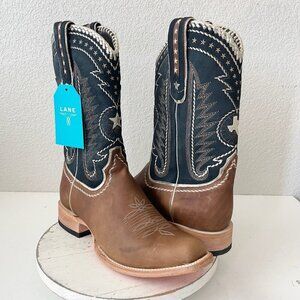 Men's Brown and Blue Western Boots